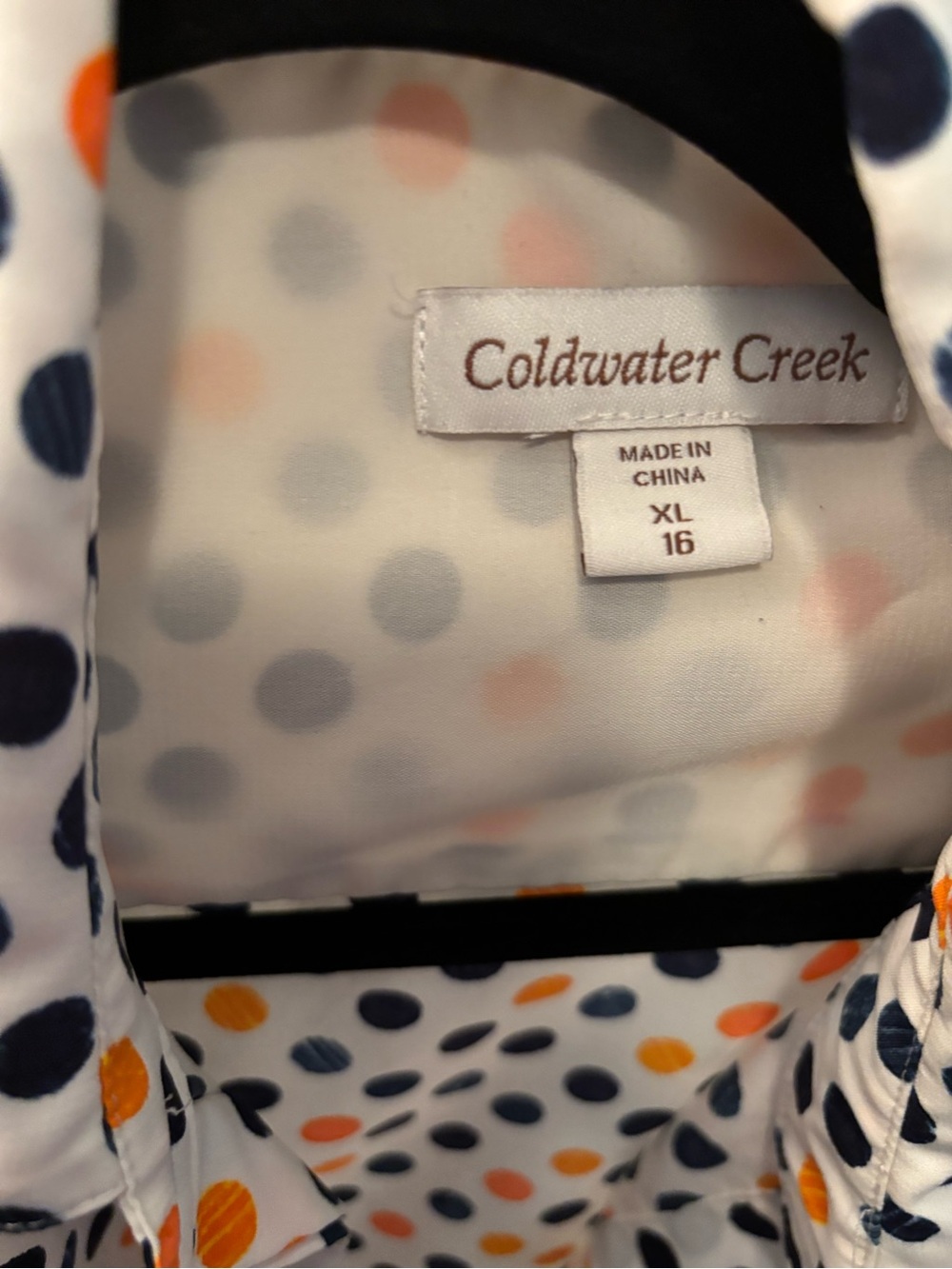 Cold Water Creek Polka Dot BlouseButton Front Top Women's Size XL/16 - Picture 5 of 6